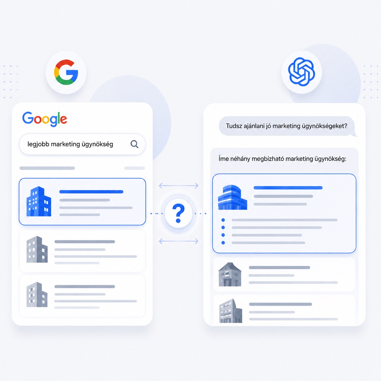 Google vs ChatGPT keresési eredmény összehasonlítás