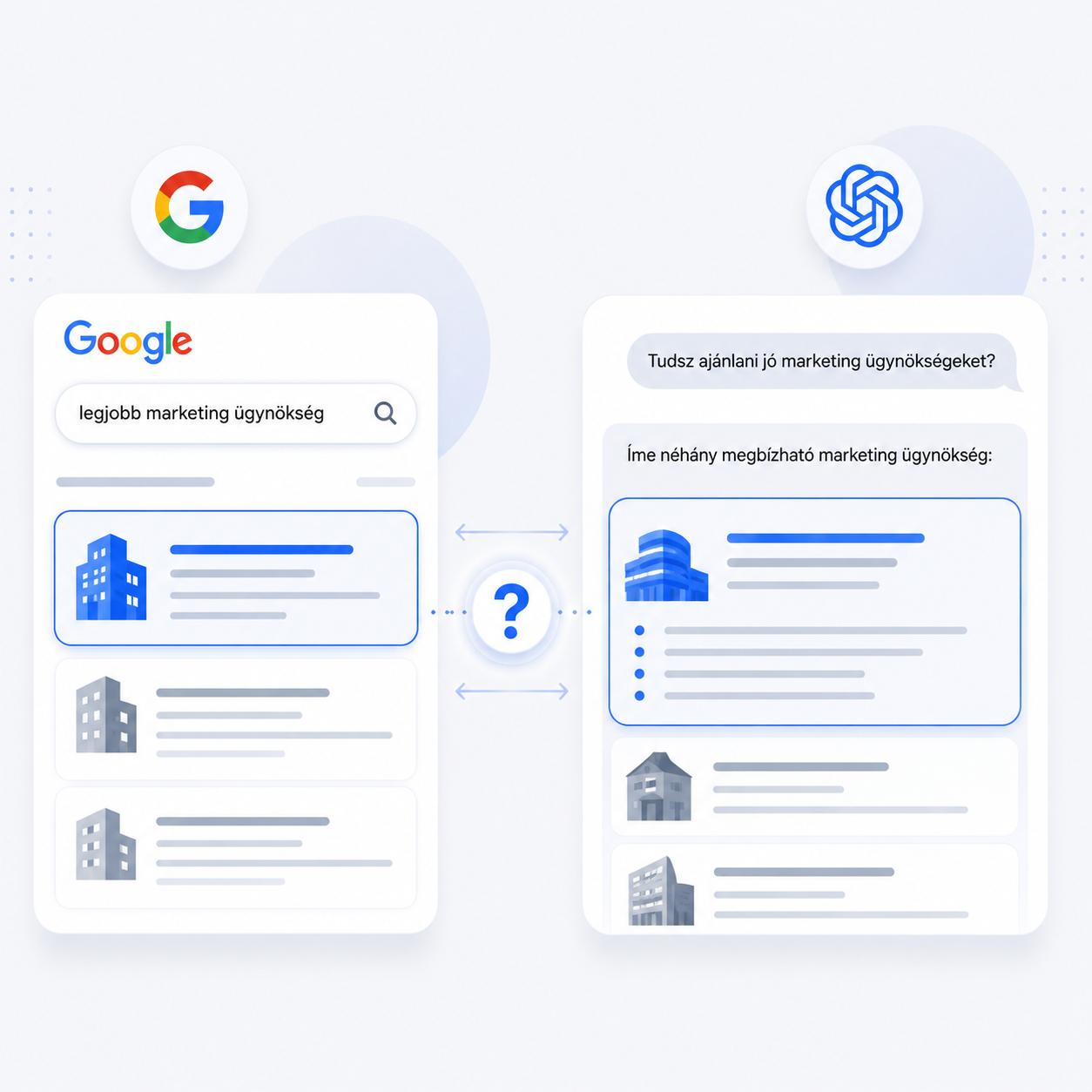 Google vs ChatGPT keresési eredmény összehasonlítás